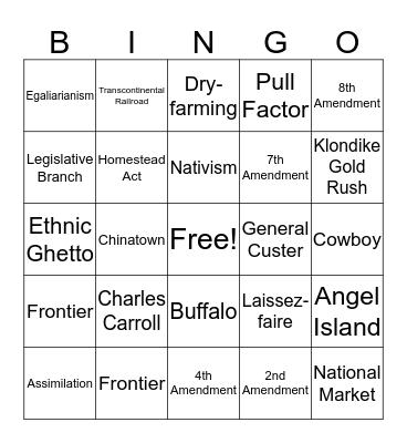 Founding Fathers - Immigration Bingo Card