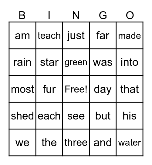 Grade One Bingo [Bossy R, Magic E, H Brothers, S=Z Bingo Card