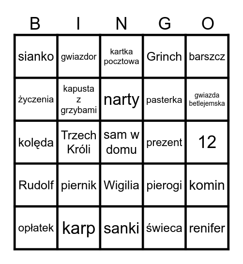 BOŻONARODZENIOWE BINGO Card