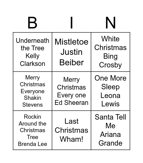 Christmas Bingo Card