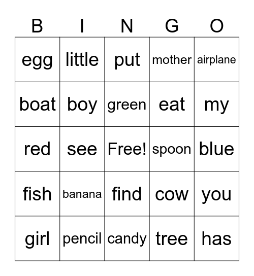 Edmark 2 Bingo Card