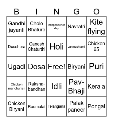 Indian things! Bingo Card