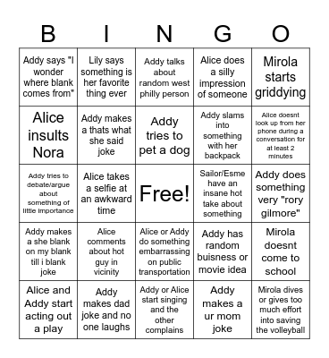 Friend bingo Card