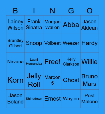 Songs dad will play Bingo Card