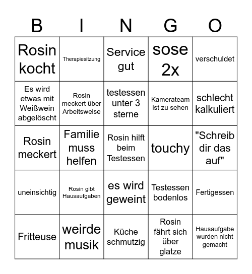 Frank Rosin Bingo Card