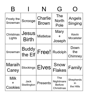 HCA Christmas BINGO Card