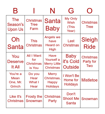 HOLIDAY CHEER Bingo Card