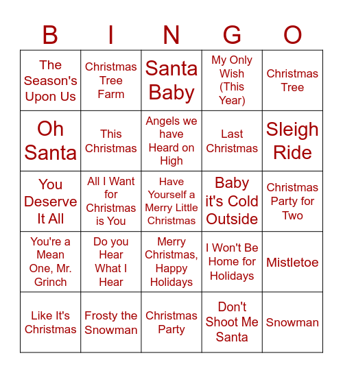 HOLIDAY CHEER Bingo Card