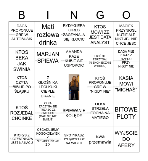 WIGILIA NA RYDYGIERA Bingo Card