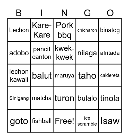 PINOY BINGO Card