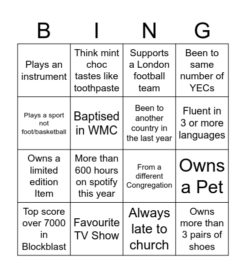 TNG Christmas Bingo Card