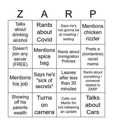 OnionRings Bingo Card