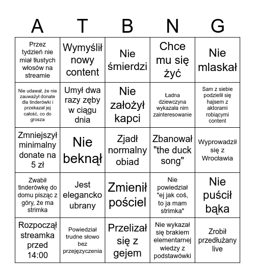 ANTY-BINGO Card