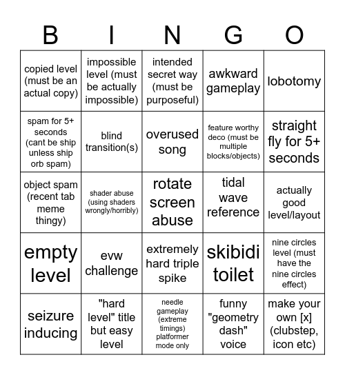 recent tab bingo 2 Bingo Card