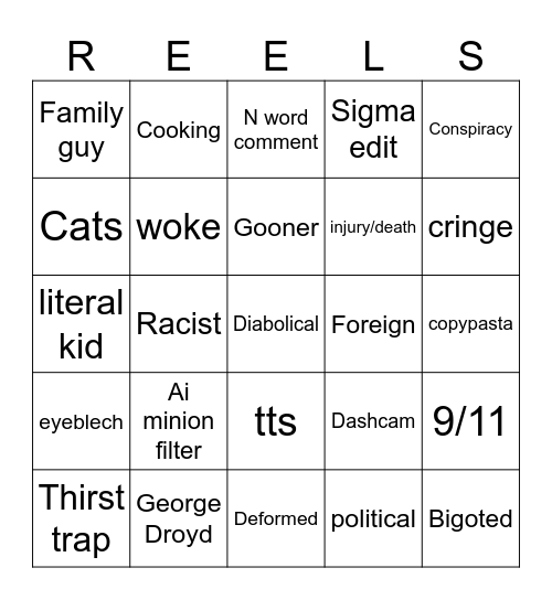 Instagram Bingo Card