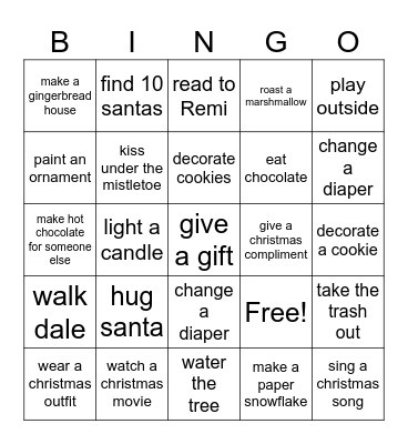 christmas bingo Card