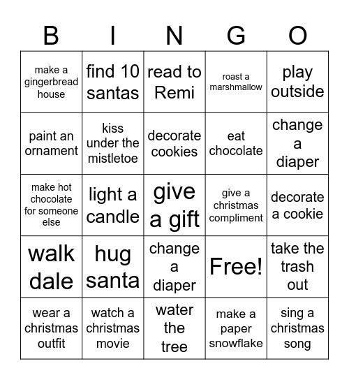 christmas bingo Card