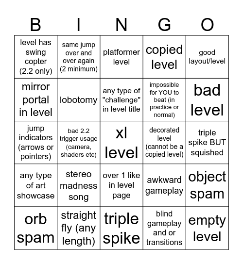 easy recent tab bingo Card