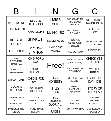 EMO BINGO Card