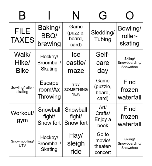 Blizzard Bingo Card
