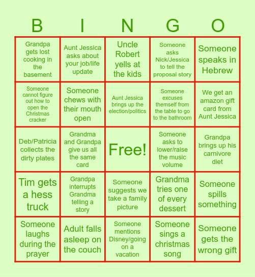 Fermannian Christmas Bingo Card