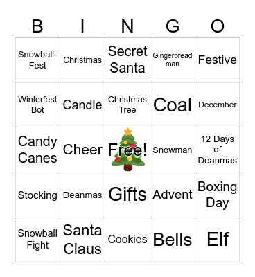 Deanmas Bingo Card