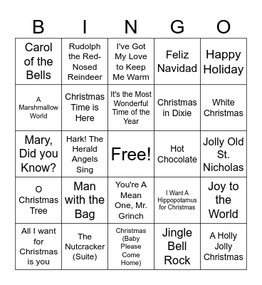 C H R I S T M A S  S I N G O Bingo Card