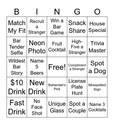 Birthday Bar Bingo Card