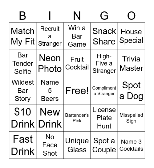 Birthday Bar Bingo Card