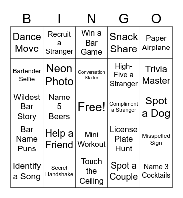 Birthday Bar Bingo Card