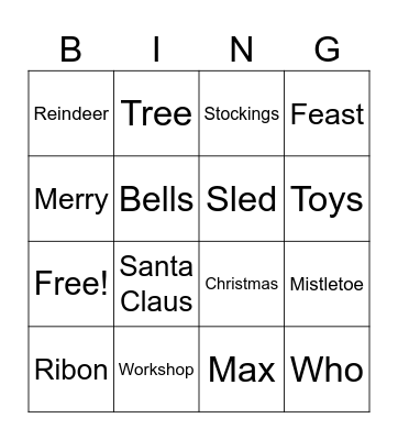 How the Grinch Stole Christmas Bingo Card
