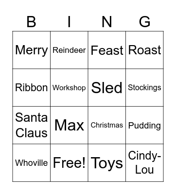 How the Grinch Stole Christmas Bingo Card