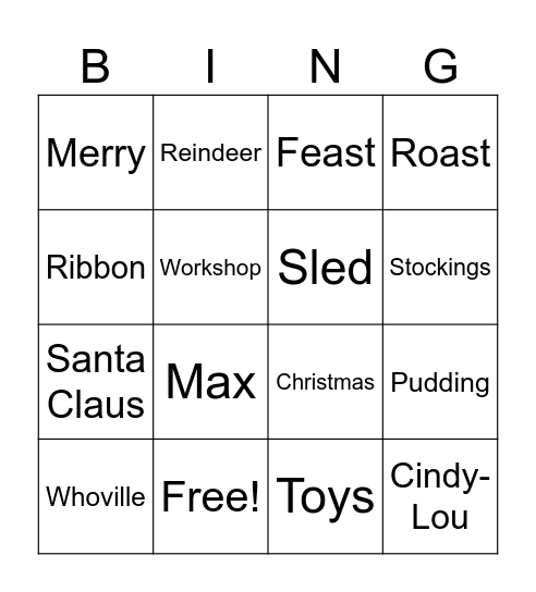 How the Grinch Stole Christmas Bingo Card