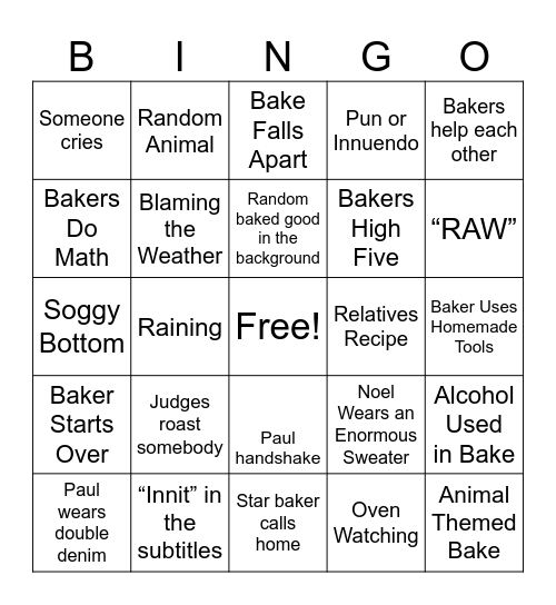 GGBS Bingo Card