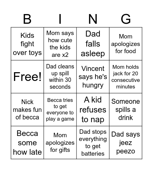 As per tradition Bingo Card