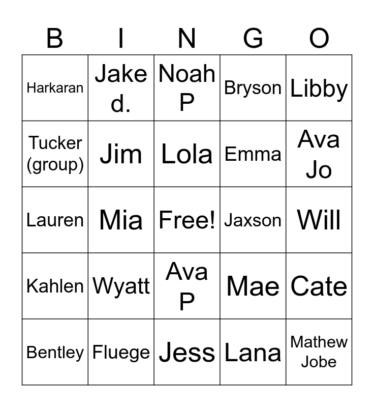 Ops Bingo Card