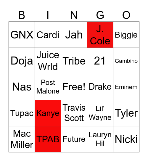 Hip Hop Final Presentations Bingo Card