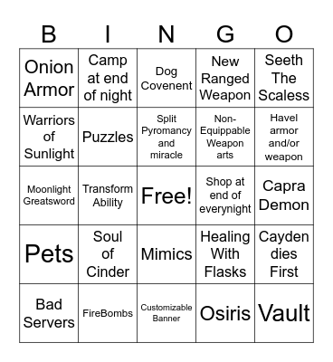 Elden Ring Bing D Bingo Card
