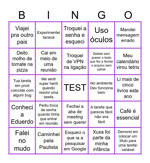 TEST Bingo Card