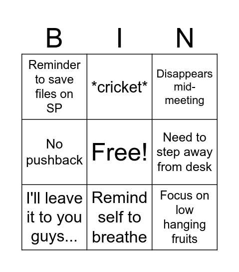 Let's Play! Bingo Card