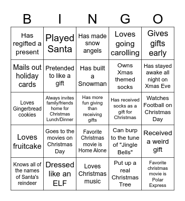 Christmas Bingo Card