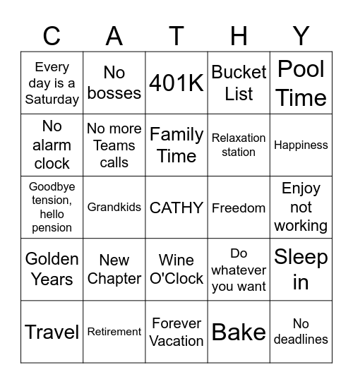 Cathy Bingo Card