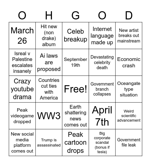 2025 Bingo Card