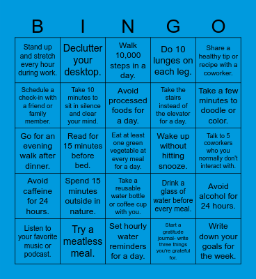 Healthy Habits (3) Bingo Card