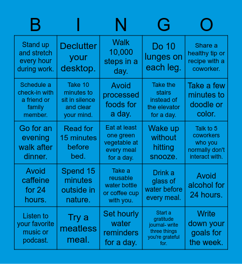 Healthy Habits (3) Bingo Card