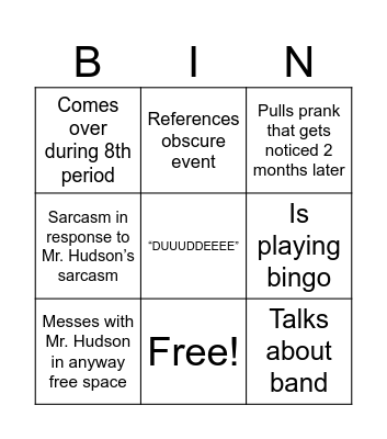 Hannah and Olivia Bingo Card