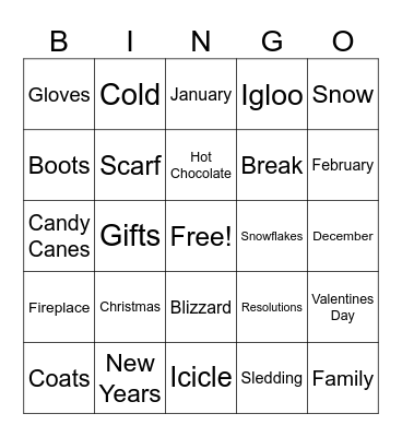 Winter Bingo Card