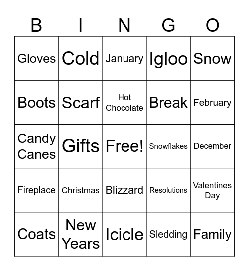 Winter Bingo Card