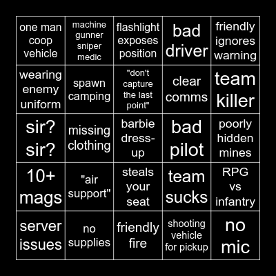 Reforger Bingo Card