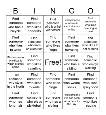 Find Someone Bingo Card